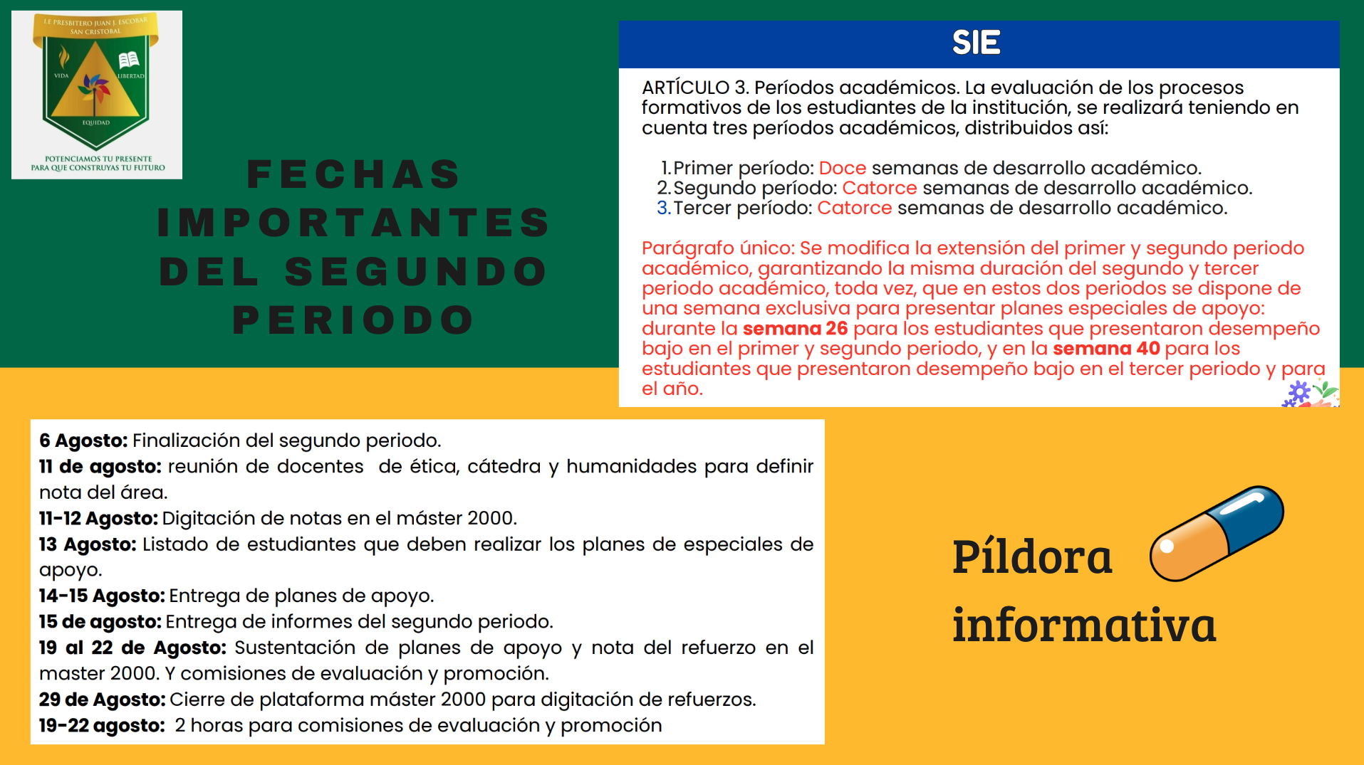 Fechas segundo periodo